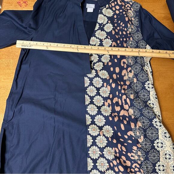Chico’s Women's Sz 1 US 8 M No Iron Mixed Print Tunic Buttons Geometric Travel - Picture 8 of 11